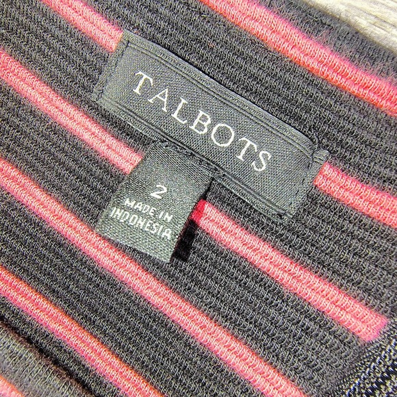 Talbots Women's Size 2 Pink Black Striped Pleated Dress Zip Stretch Short Sleeve - Picture 3 of 9